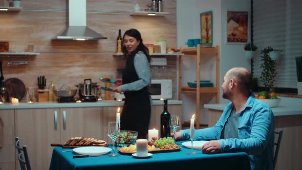 Woman Preparing Festive Dinner