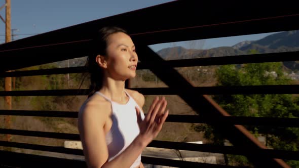 Attractive asian woman going for her morning run