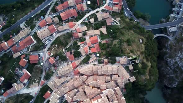 Smooth Vertical Drone Over a Small Beautiful Town in Italy