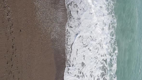 Vertical Video Sea Near the Coast  Closeup of the Coastal Seascape