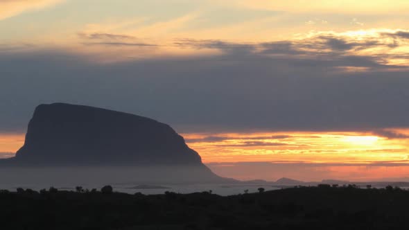 Tme-lapse landscape of the sunset from Donna island, Norway, Nordland County, Helgeland region.