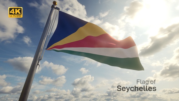 Seychelles Flag on a Flagpole - 4K