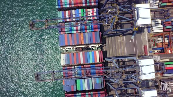 Top view over container terminal in Hong Kong 