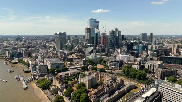 Aerial Establishing Shot Of Downtown London 4k