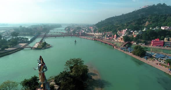 Aerial View of Haridwar Along with River Ganges