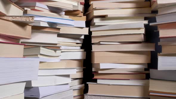 Stack Of Books In Library