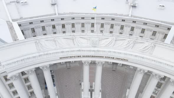 Kyiv. Ukraine: Ministry of Foreign Affairs of Ukraine. Aerial View. Flat, Gray