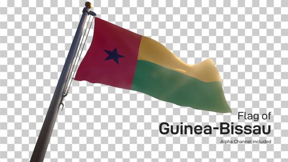 Guinea-Bissau Flag on a Flagpole with Alpha-Channel