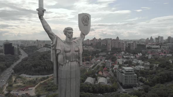 Aerial View of the Motherland Monument in Kyiv, Ukraine