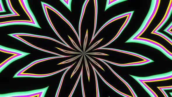 A Pulsating Abstract Flower is a Bright Multicolored Iridescent
