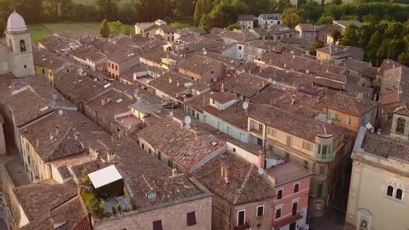 View of a historical village during a sunset in Italy.