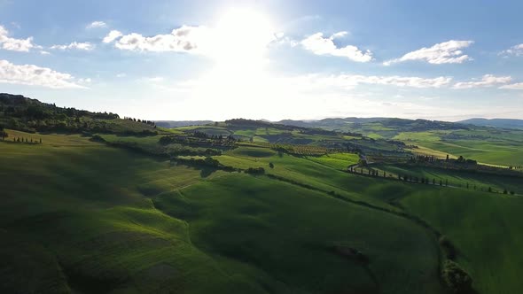 Tuscany Aerial Landscape of Farmland Hills