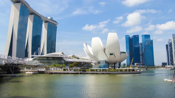 Singapore Cityscape on a Clear Sunny Day Time-lapse