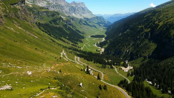 Klausen Pass Mountain Road in Switzerland  View From Above