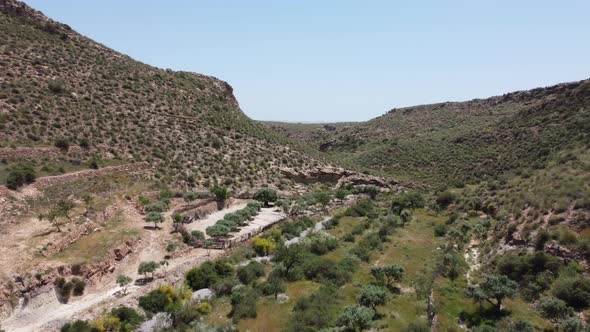 Flying in a valley in the tabernas desert