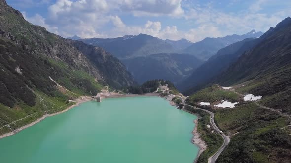 Aerial of Vermunt Lake, Austria