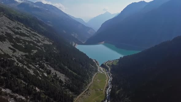 Aerial View of Schlegeis Stausee Dam Austria