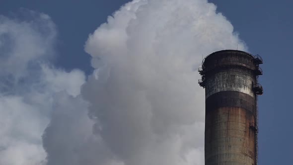 Smoke Comes From the Chimney. Air Pollution. Slow Motion. Ecology. Kyiv. Ukraine