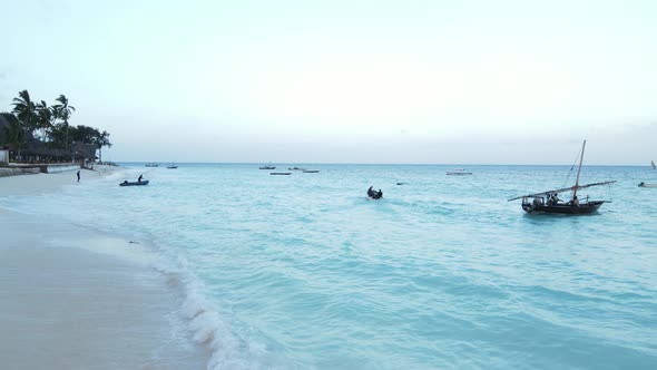 Boats in the Ocean Near the Coast of Zanzibar Tanzania Slow Motion