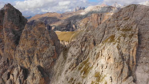 Aerial View of the Paso Gardena Pass in the Province of Bolzano