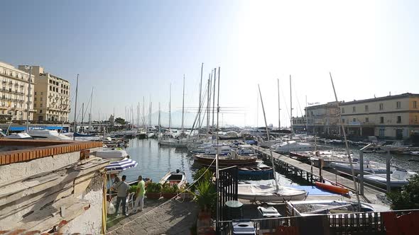 Wonderful View of Port and Parked Yachts, Water Transport in Naples, Italy