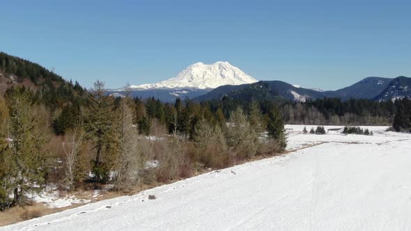 Aerial drone footage of Mt. Rainier