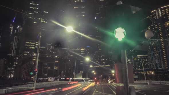 Night traffic in Melbourne timelapse