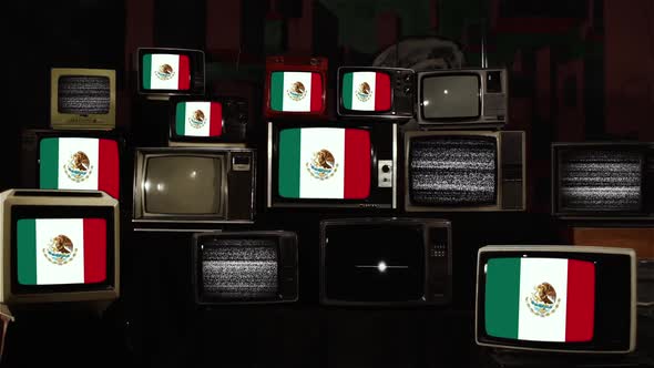 Flag of Mexico and Retro Television Sets.