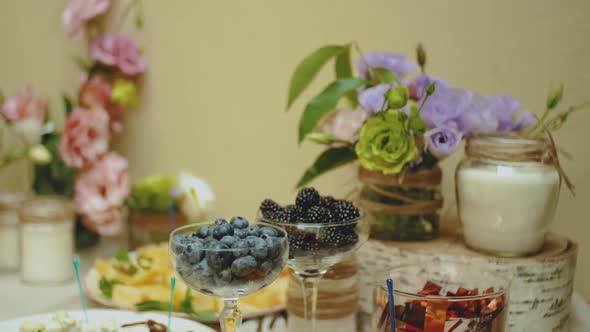 Candy Bar Wedding Candy Buffet with Blueberries Delicious Candy Bar at a Wedding Candy Bar Decorated