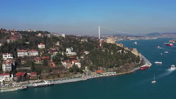 Istanbul Bebek Bosphorus Bridge Rumeli Fortress Aerial View