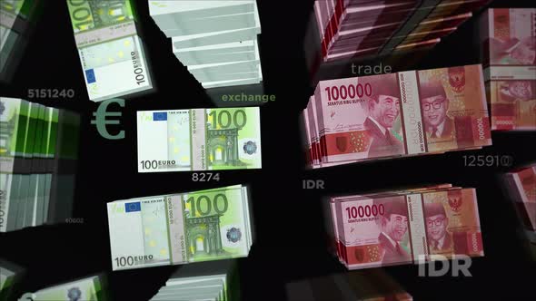 Euro and Indonesian Rupiah money exchange loop