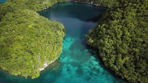 Aerial Footage of a Limestone Islands in Rock Islands Palau