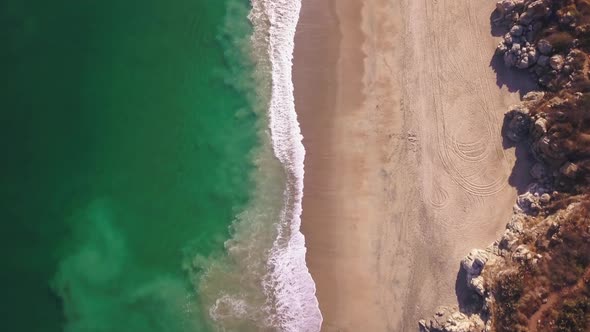 Aerial Beach Waves Breaking, Oaxaca, Mexico