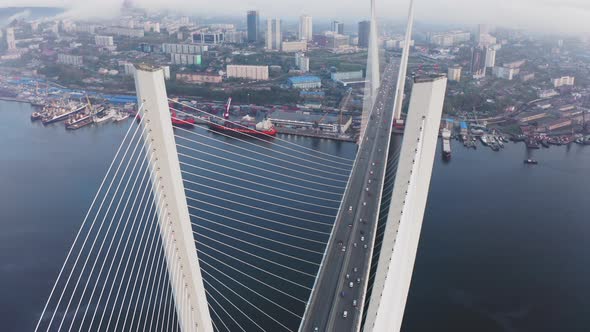 Beautiful Aerial View From a Drone of a Golden Bridge