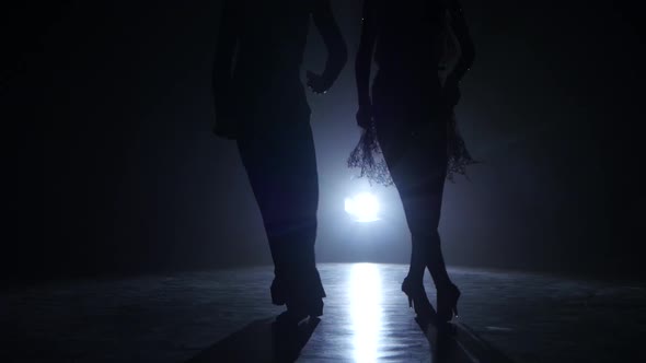 Dance Couple Demonstrating Magnificent Choreography of Latino, Black Background