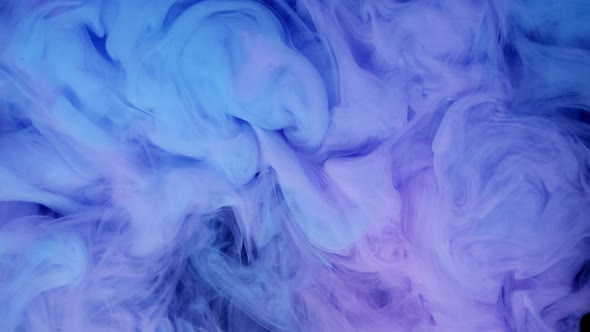 Pastel Color Blue Purple Pink Acrylic Paint Drop Motion in Underwater