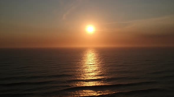 Reflection of sunset over the ocean