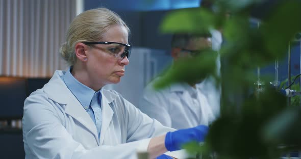 Scientists Examining Various Liquids