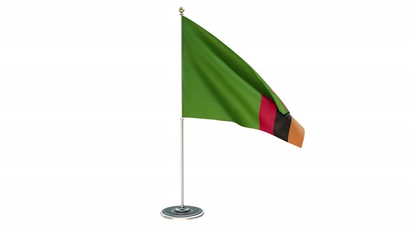 Zambia Small Flag Pole Looping  Animation Include Alpha Channel alt