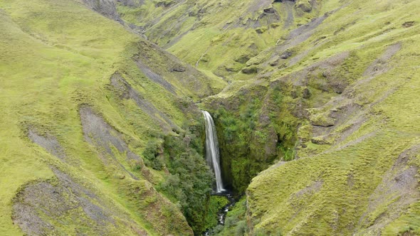 Tropical Waterfall surrounded by green nature and trees