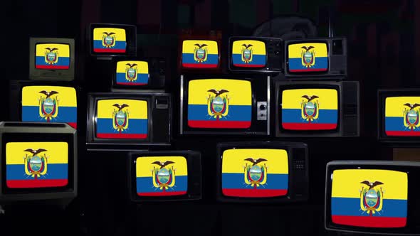 Ecuador Flags on Old 80s TVs.