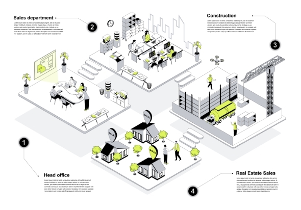 Real Estate Isometric Concept