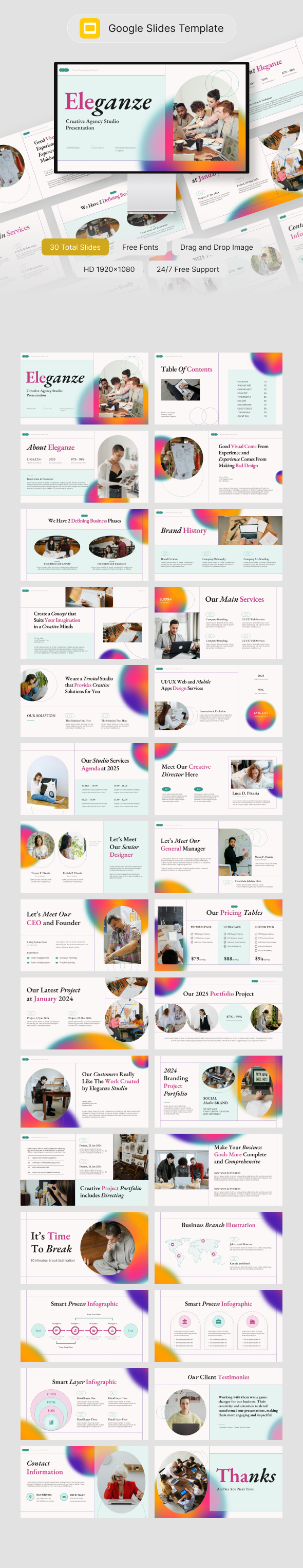 Eleganze - Creative Agency Studio Google Slides