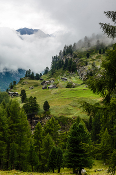 panorama mountains with clouds, switzerland