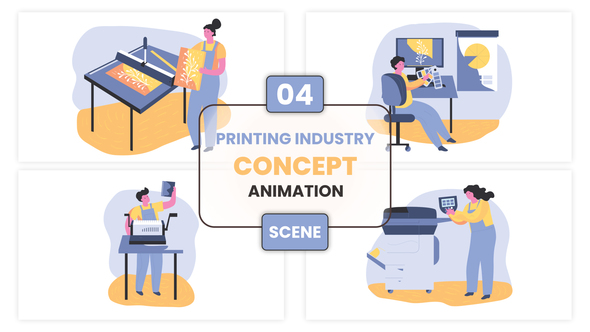 Printing Industry Concept Illustration Animation Scene