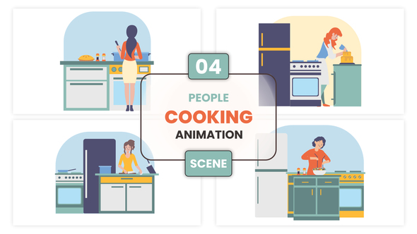 People Cooking Animation Scene