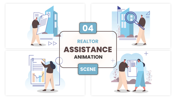 Realtor Assistance Concept Animation Scene