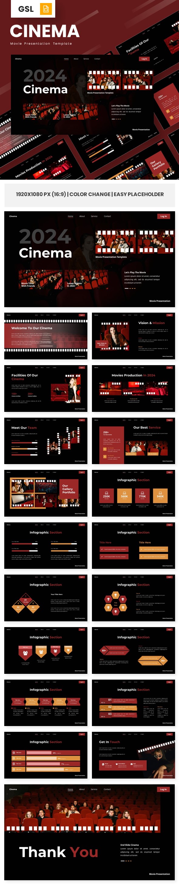 Cinema - Movie Google Slide Templates