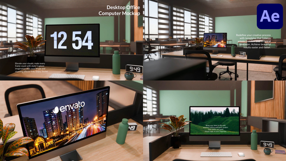 Desktop Office Computer Mockup for After Effects