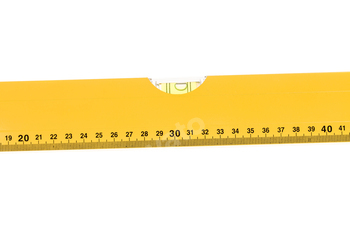 Yellow block level meter with bubble.